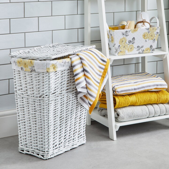 Dunelm Ashbourne Wicker Laundry Basket Yellow, Grey and White ShopStyle