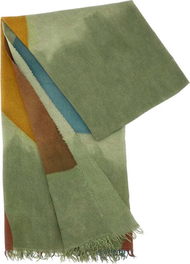 Exquisite J Geometric-Pattern Fringed Scarf