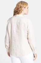 Thumbnail for your product : Foxcroft Shaped Roll Sleeve Linen Shirt (Plus Size)