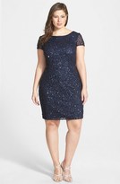 Thumbnail for your product : Adrianna Papell Beaded Short Sleeve Sheath Dress (Plus Size)