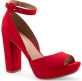 red block heel platform sandals