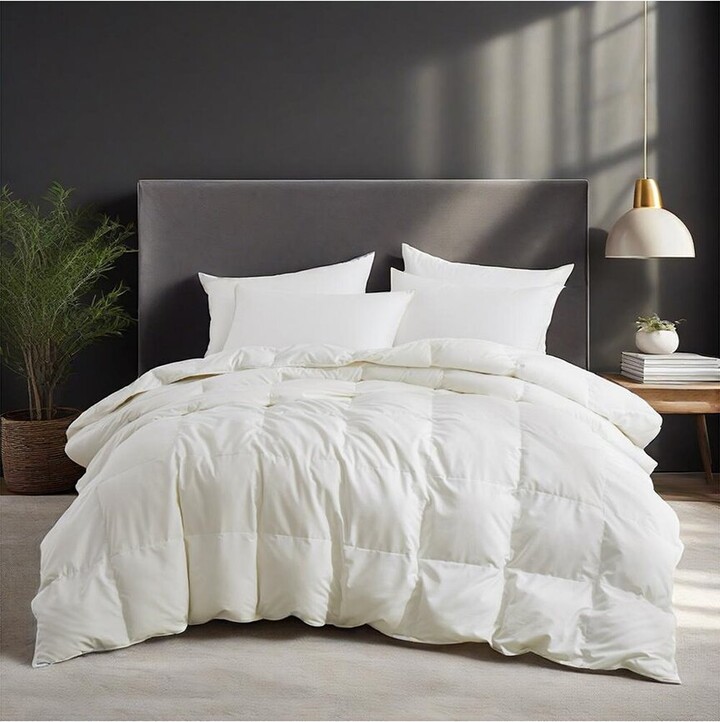 UNIKOME All-Season Medium Warmth Solid Pattern Duvet Insert White Goose Down Feather Comforter