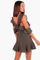 Thumbnail for your product : boohoo Boutique Stripe Cold Shoulder Skater Dress