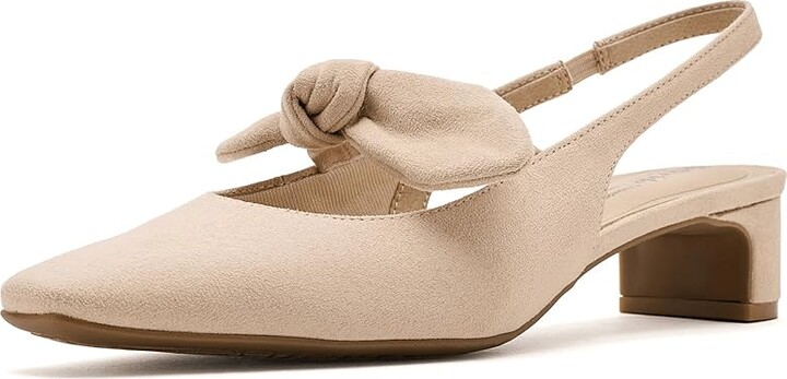 LifeStride Lucia Slingback Shoes High Women's Heels Tender Taupe Suede : 8.5 M (B), Synthetic