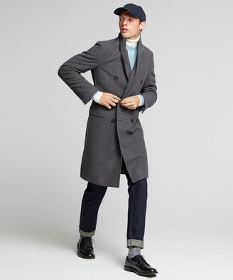 Todd Snyder Italian Oversized Double Breasted Topcoat in Blue Houndstooth