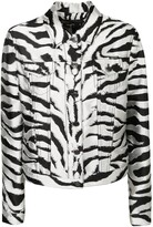Zebra Pattern Buttoned Denim Jacket 