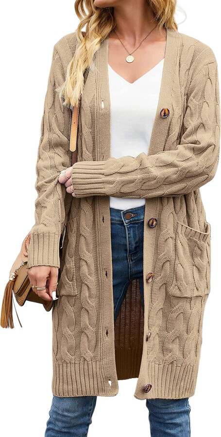 Kenoce Womens Cardigan Sweater Open Front Long Sleeve Chunky Warm Cardigans Sweaters Boho Knit Casual Loose Outwear Coat
