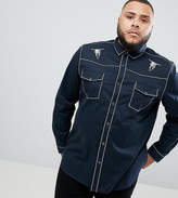 Thumbnail for your product : ASOS Design Plus Regular Fit Western Shirt With Embroidery In Black