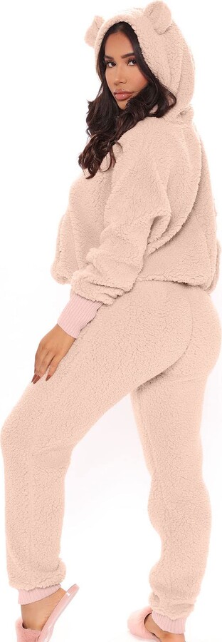 Teddy Fleece Super Soft Fluffy Pyjamas HAOLEI Womens Teddy