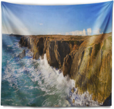 East Urban Home Seascape Cote Sauvage Bretagne France Tapestry