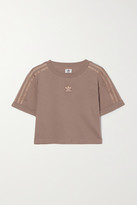 Thumbnail for your product : adidas Cropped Metallic-striped Cotton-jersey T-shirt