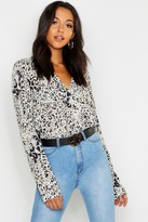 Thumbnail for your product : boohoo Tall Leopard Print Utility Shirt