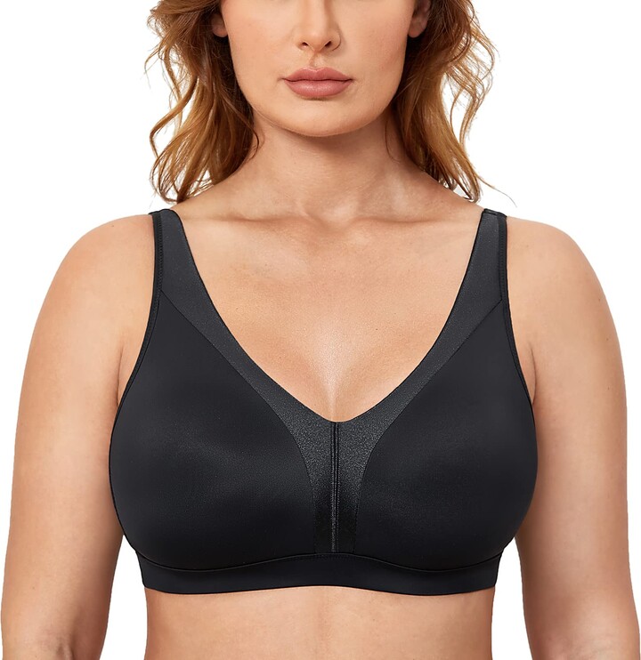DELIMIRA Women's Wireless Bra Plus Size Full Coverage Smooth Unlined  Support Black 42B - ShopStyle