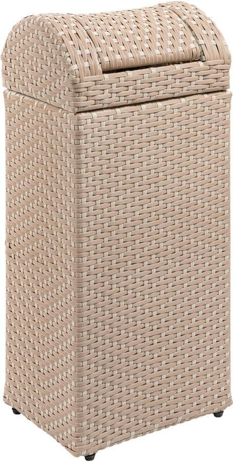 happimess Darla 14.27 Gal. All-Weather Wicker/Metal Swing Top Lid Hideaway Outdoor Trash Can, Light Pink/White