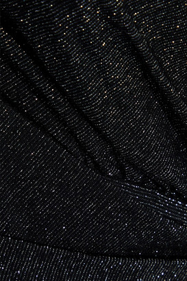 Halston Ruched Metallic Stretch-knit Dress