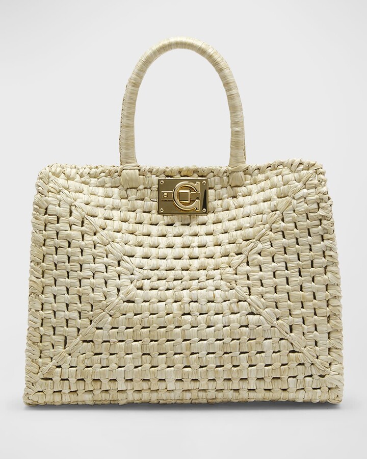 Ferragamo The Studio Raffia Basket TopHandle Bag ShopStyle