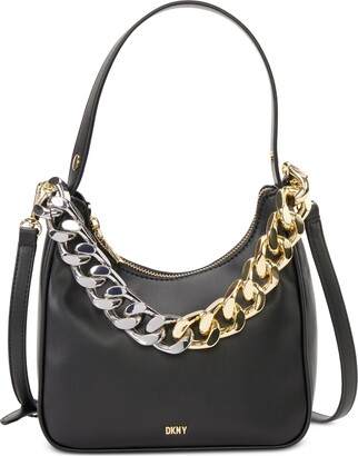 DKNY Willow Leather Tote Bag Black Gold