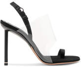 Alexander Wang - Kaia Grosgrain-trimmed Suede And Pvc Slingback Sandals - Black