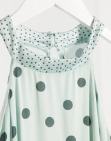 Thumbnail for your product : Lipsy halter neck satin midi dress with ruffles in green polkadot