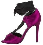 Thumbnail for your product : Tom Ford Satin Peep-Toe Pumps w/ Tags Purple Satin Peep-Toe Pumps w/ Tags