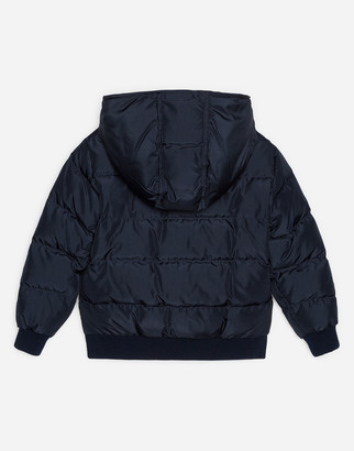Dolce & Gabbana Nylon Down Jacket With Hood And Plate