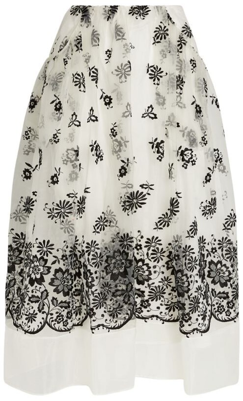 Simone Rocha Printed Tulle Midi Skirt - ShopStyle