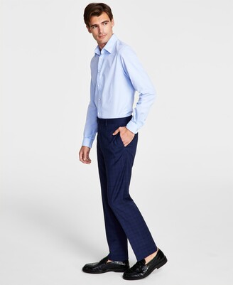 Calvin Klein Mabry Dress Pants Men's 42R 35W Blue Tapered Leg Slash Pockets