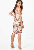 Thumbnail for your product : boohoo Leaf Print Off the Shoulder Midi Dress