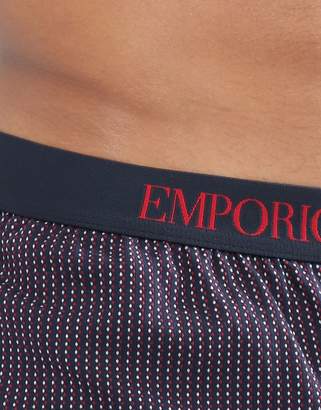 Emporio Armani Woven Logo Trunks In Navy Spot