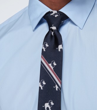 Thom Browne Icon lion silk tie