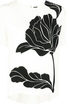 Floral Print Short-Sleeve Silk Top 