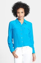 Thumbnail for your product : Vince Camuto Silk Utility Blouse (Regular & Petite)