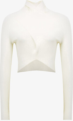 Reiss Womens Coral Elsie Draped-neck Knitted top