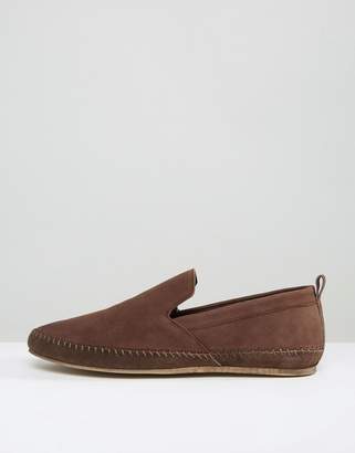 Frank Wright Slip On Espadrilles Shoes in Brown Leather
