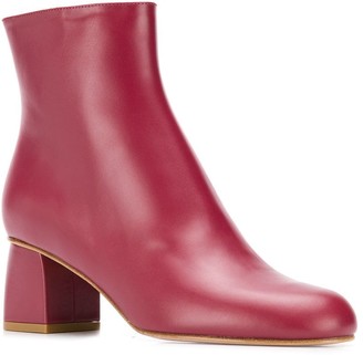 Red(V) Round Toe Ankle Boots