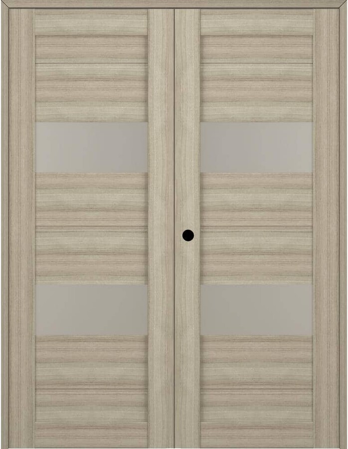 Vita 56 in. x 95.25 in. Right Hand Active 2-Lite Frosted Glass Shambor Wood Composite Double Prehung French Door