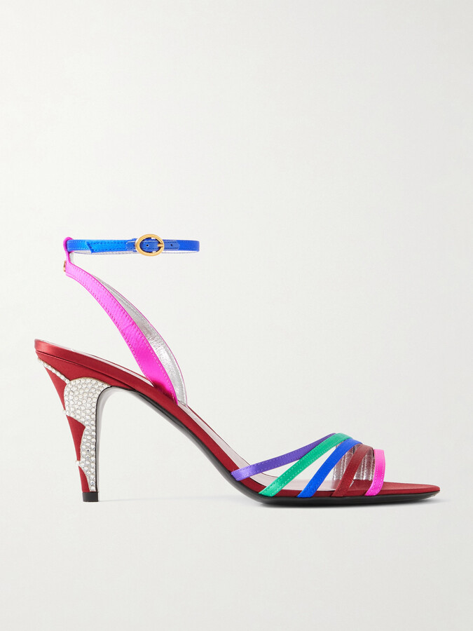 Valentino Garavani Ladycrush 85 Crystal-embellished Satin Sandals - Multi