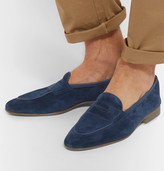 Thumbnail for your product : Edward Green Polperro Leather-Trimmed Suede Penny Loafers