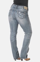Thumbnail for your product : Silver Jeans Co. 'Aiko' Curvy Fit Distressed Straight Leg Jeans (Plus Size)