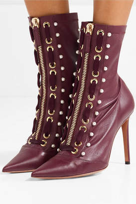 Altuzarra Elliot Embellished Leather Ankle Boots - Burgundy