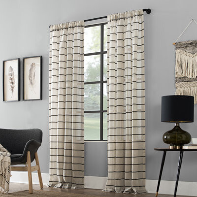 Clean Window Aso Twill Stripe Anti-Dust Linen Blend Sheer Curtain Panel