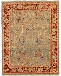 Hand-Knotted Wool Rug Teimani Bordered Blue Rug 3'11 x 6'4 eCarpet Gallery Area Rug for Living Room Bedroom 356868 