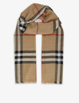 Thumbnail for your product : Burberry Giant checked wool-silk scarf
