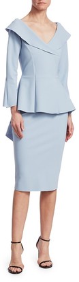 Chiara Boni La Petite Robe Zoya Long-Sleeve Peplum Sheath Dress