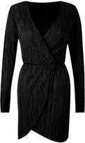 Thumbnail for your product : boohoo Pleated Long Sleeve Wrap Dress