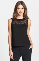 Thumbnail for your product : Vince Camuto Lace Yoke Sleeveless Top (Regular & Petite)