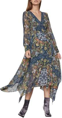 BCBGMAXAZRIA Noveau Floral Chiffon Midi Dress