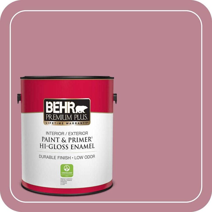 BEHR PREMIUM PLUS 1 gal. #BIC-19 Berry Blush Hi-Gloss Enamel Interior/Exterior Paint & Primer