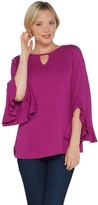Thumbnail for your product : Isaac Mizrahi Live! Keyhole Neck Knit Top with Split Ruffle Sleeve