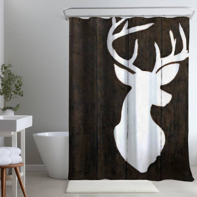 Begin Edition International Inc. White Deer Shower Curtain | Wood Design Home Decor